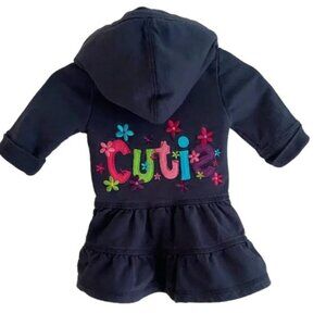Little Tikes Navy Blue Hooded Cutie Floral Tiered Dress size 3-6 months
